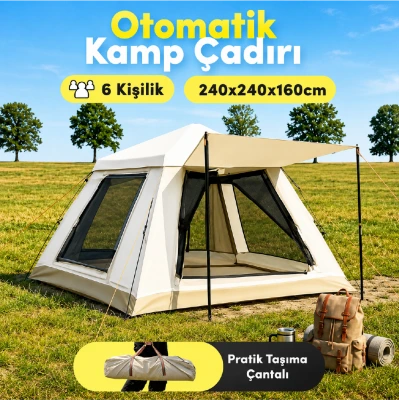 Auhma AC6637 Otomatik Kamp Çadırı | 240x240x160 | Su Geçirmez Güneş Korumalı Oxford Kumaş