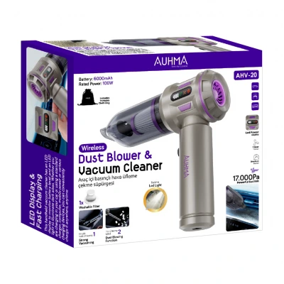 Auhma AHV-20 Şarjlı Araç İçi Basınçlı Hava Üfleme Çekme Süpürgesi | 17.000 PA