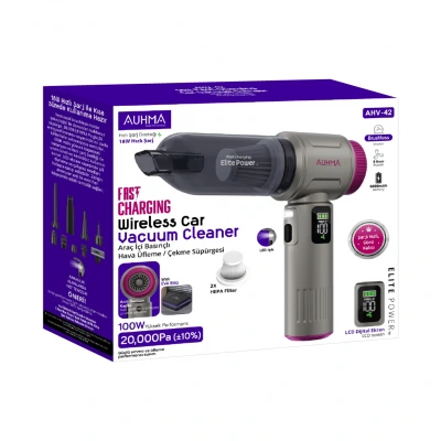 Auhma AHV-42 Üfleme Çekme Şarjlı Kablosuz El Süpürgesi | 20.000Pa | 100W | LCD Gösterge