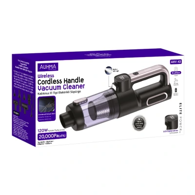 Auhma AHV-43 Şarjlı Üfleme Çekme Kablosuz El Süpürgesi | 10.000PA - 20.000PA İki Kademeli | 120W | LCD Gösterge