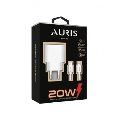 Auris CH21 Type-C Başlık Giriş | Lightning Kablolu 20W Pd Ev Şarj Aleti