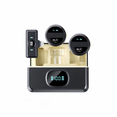 Blic BWC-03 Lighning Girişli LCD Ekranlı 2.4G Kablosuz İkili Yaka Mikrofonu