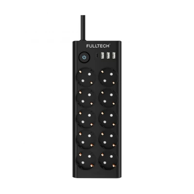Fulltech FTR-14 Termal Akım Korumalı Priz | 10xPriz 3xUSB 1xPD | 2m Kablo