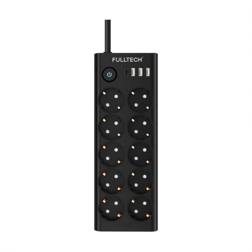 Fulltech FTR-14 Termal Akım Korumalı Priz | 10xPriz 3xUSB 1xPD | 2m Kablo
