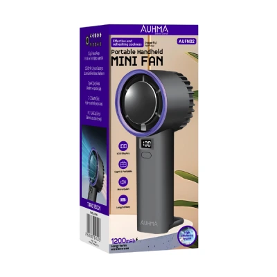 Auhma AUFN02 Şarjlı 5 Kademeli LCD Göstergeli Mini El Fanı | 1200mAh