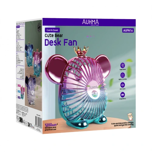 Auhma AUFN16 Şarjlı Ayıcıklı Masaüstü Fan | 1200mAh