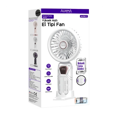 Auhma AUFN17 Şarjlı 5 Kademeli Telefon Standlı Mini El Fanı | 1200mAh