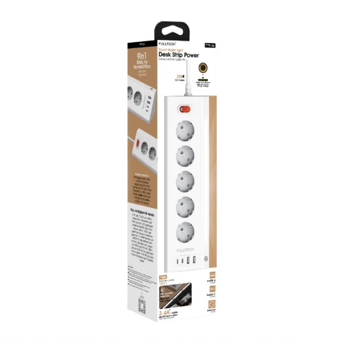 Blic FTR-26 Termal Akım Korumalı Gece Lambalı Çoklu Priz | 5xPriz 2xUSB 2xPD