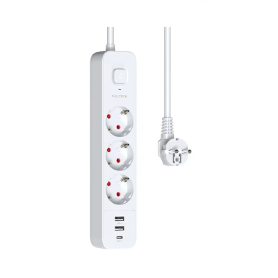Fulltech FTR16 Termal Akım Korumalı 3lü Priz | 2x Usb 1x Type-C