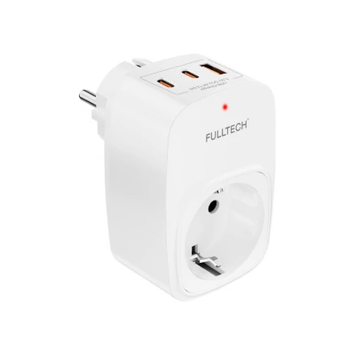 Fulltech FTR24 16 Amper Akım Koruma Prizi | 1x AC Priz | 1x USB  2x Type-C