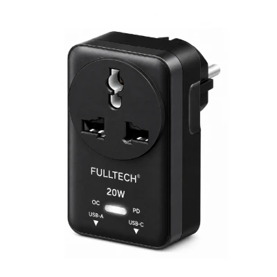 Fulltech FTR27 10 Amper 2500 Watt Akım Koruma Prizi | 1x AC Priz | 1x USB  1x Type-C | 750 Derece Isıya Dayanıklı