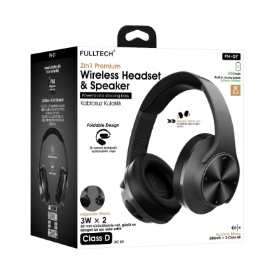 Fulltech FH-07 Kulak Üstü Bluetooh Kulaklık | 2 x 3W Speaker | 450 mAh Batarya