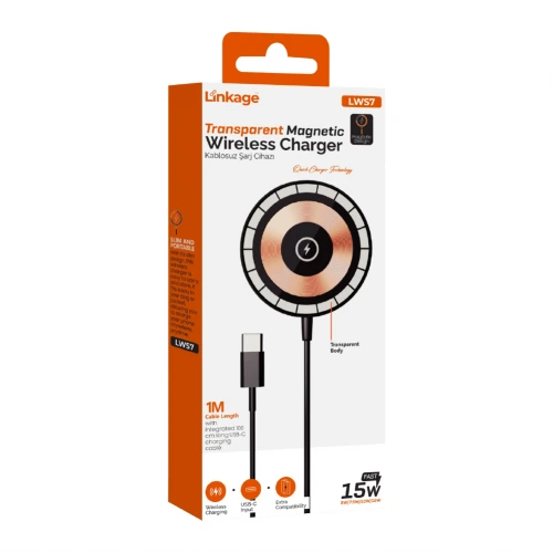 Linkage Lws7 Magnetic Kablosuz Şarj Cihazı | 15 Watt | Type-C Kablo