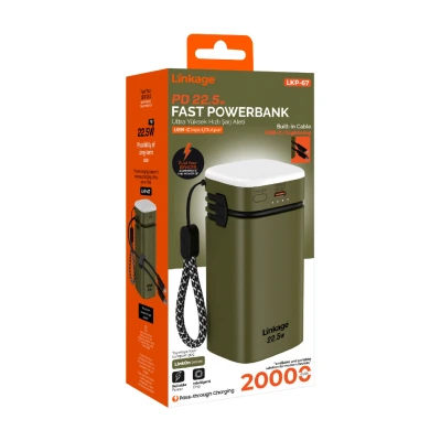 Linkage LKP-67 20000 Mah 22.5W Type-C ve Lightning Kablolu Powerbank | Işıldak