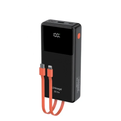 Linkage LKP65 20000 Mah 22.5W Type-C ve Lightning Kablolu Powerbank | LCD Gösterge