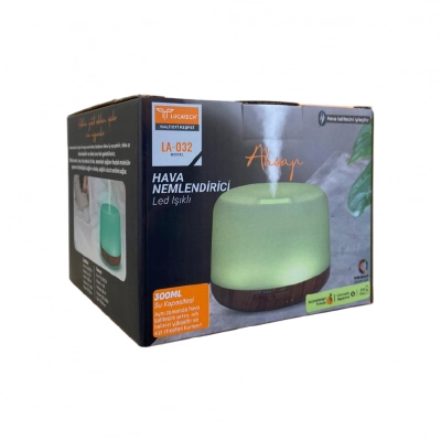 Lucatech LA-032 Ultrasonik Led Işıklı Hava Nemlendirici | Aromaterapi Kokulu | Ahşap Görünüm