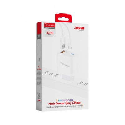 Lucatech LC118 35W Turbo USB Şarj Aleti | Type-C Kablo
