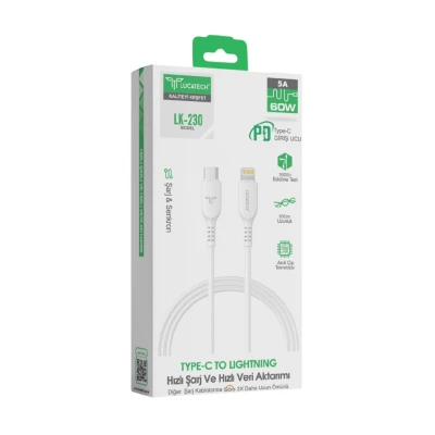 Lucatech LK230 3.0A 30W Lightning Pd Şarj Kablosu