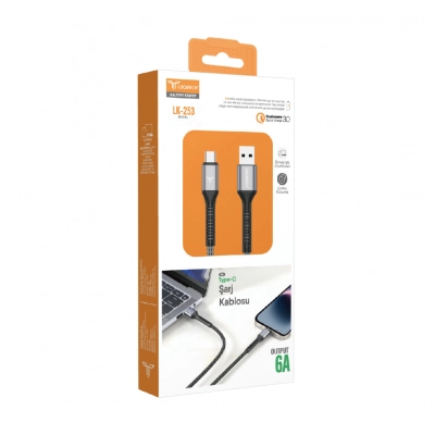 Lucatech LK253 Type-C 6A Örgülü Şarj Kablosu