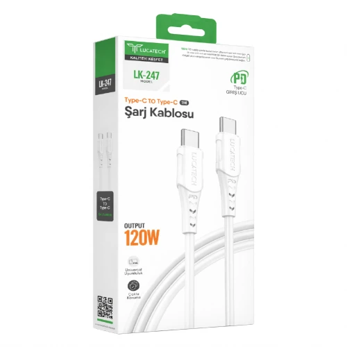 Lucatech LK-247 Type-C to Type-C 120W PD Şarj Kablosu