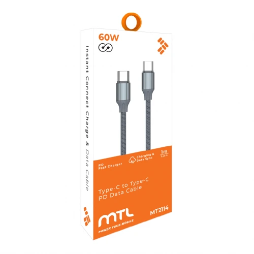 Mtl MT2114 60W Type-C To Type-C PD Kablo