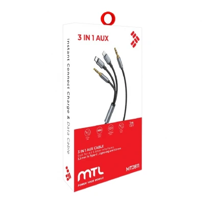 MTL MT2811 Aux | Aux - Type-C - Lightning 3in1 Dönüştürücü Kablo