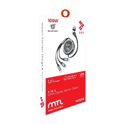 MTL MT5018 Makaralı 100W Hızlı Şarj ve Data Kablosu | 3in2