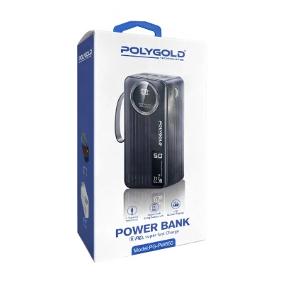 Polygold PW650 50000 mAh 22.5W PD 4'lü Kablolu Powerbank | Dijital Gösterge 