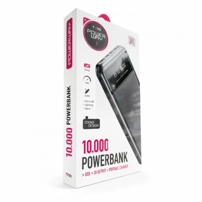Powerway TX110 10000 Mah 4 lü Kablolu Powerbank | El Feneri | Standlı Tasarım