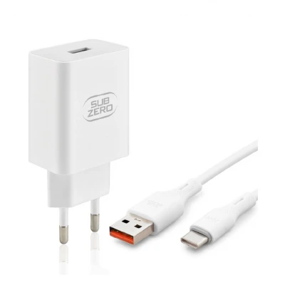Subzero SG125 USB QC3.0 Başlıklı Type-C Kablolu 18W 4.1A Hızlı Şarj Aleti 