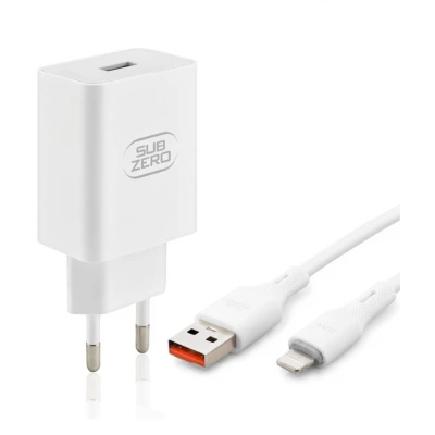 Subzero SG127 USB QC3.0 Başlıklı Lightning Kablolu 18W 4.1A Hızlı Şarj Aleti