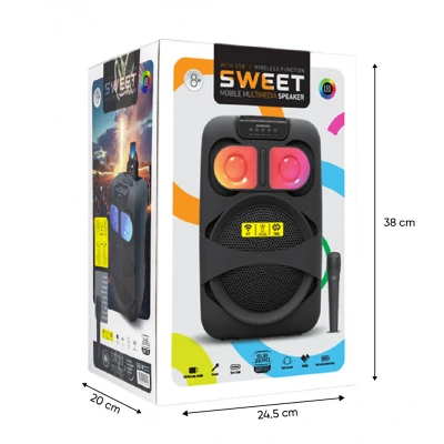 Subzero WR133 Sweet RGB Bluetooth Speaker 8" | TWS | Kablosuz Mikrofon