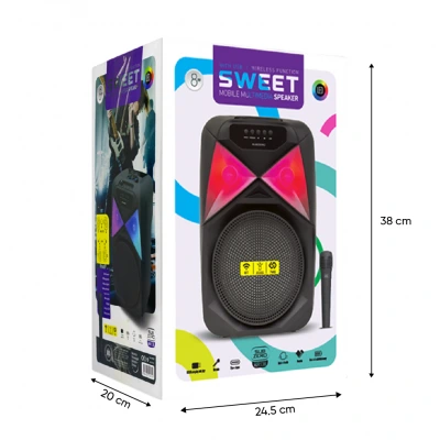 Subzero WR138 Sweet RGB Bluetooth Speaker 8" | TWS | Kablosuz Mikrofon