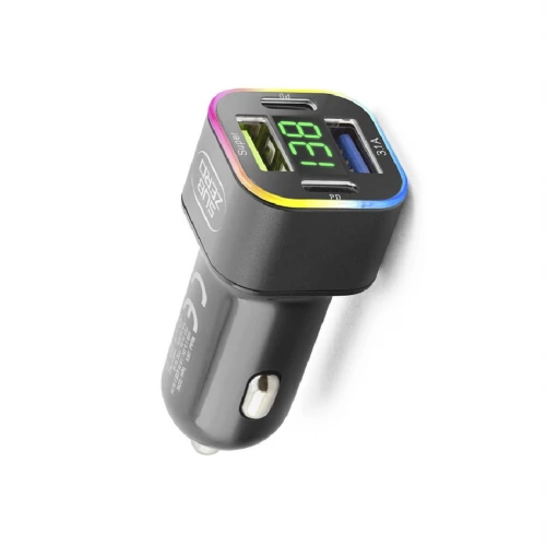 Subzero CR75 38W 2xUsb 2xPD Giriş Digital Göstergeli Süper Fast RGB Araç Şarj Başlığı