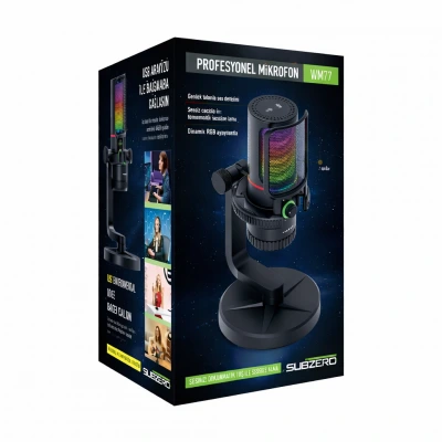 Subzero WM77 Profesyonel Podcast Vokal Kayıt Mikrofonu | USB | ENC | RGB Işıklı