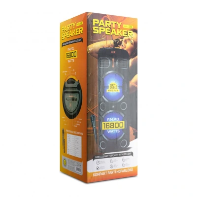 Subzero WR191 Bluetooth Party Speaker 2 x 8.5" | Led Işık | Kablolu Mikrofon | Kumanda