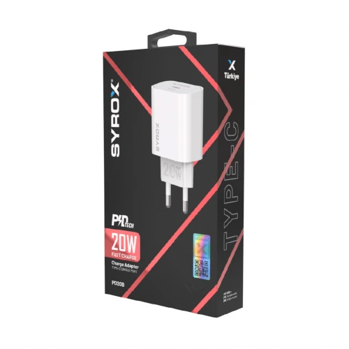 Syrox Pd20b 20w 3.0 Amper Type-c Giriş Pd Ev Başlık