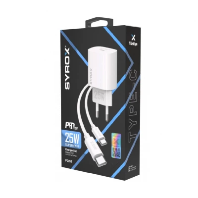 Syrox Pd25t Type-C Başlık Giriş | Type-C Kablolu 25w 3.0 Amper Pd Ev Şarj Aleti