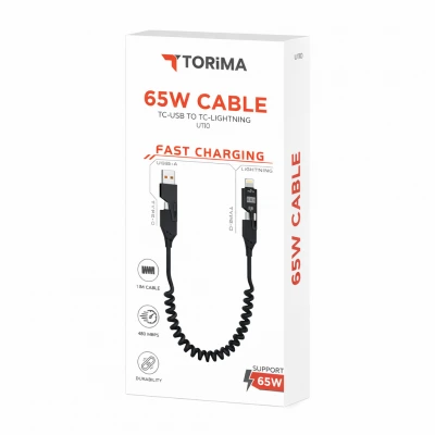 Torima U110 4in1 Hızlı Şarj Kablosu 65W | Type-C  - USB -> Type-C - Lightning 