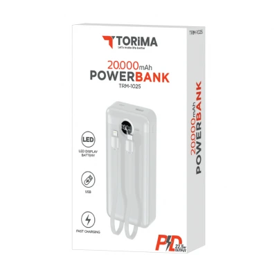 Trm-1025 20000 mAh Lcd Göstergeli Kablolu Powerbank