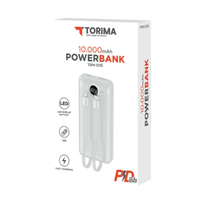 Torima Trm-1015 10000 mAh Pd 22.5W Çift Kablolu Powerbank