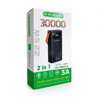 YK Design YK-PB5018 30000 Mah 22.5W Lcd Göstergeli Powerbank | Kamp Işığı