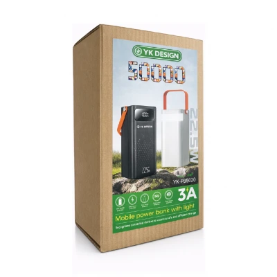 YK Design YK-PB5020 50000 Mah 22.5W Lcd Göstergeli Powerbank | Kamp Işığı
