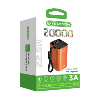 YK Design YK-PB5042 20000 mAh 22.5W Kablolu Lcd Göstergeli Powerbank
