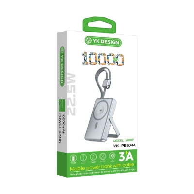 YK Design YK-PB5044 10000 mAh 22.5W Kablolu Lcd Göstergeli Stand Powerbank