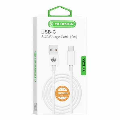 YK Design YK-K356 USB Type-C 3.4A Örgülü Şarj Kablosu | 2 Metre