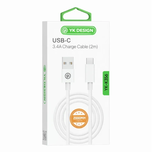 YK Design YK-K356 USB Type-C 3.4A Örgülü Şarj Kablosu | 2 Metre