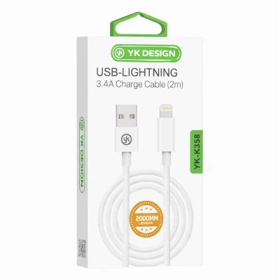 YK Design YK-K358 USB Lightning 3.4A Örgülü Şarj Kablosu | 2 Metre