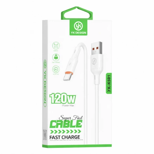 YK Design YK-K501 USB Type-C 120W Elastik Hızlı Şarj | Data Kablosu