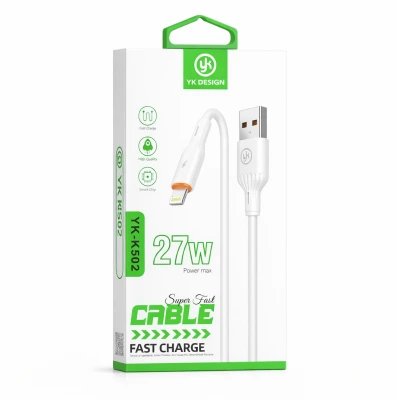 YK Design YK-K502 USB Lightning 27W Elastik Hızlı Şarj | Data Kablosu
